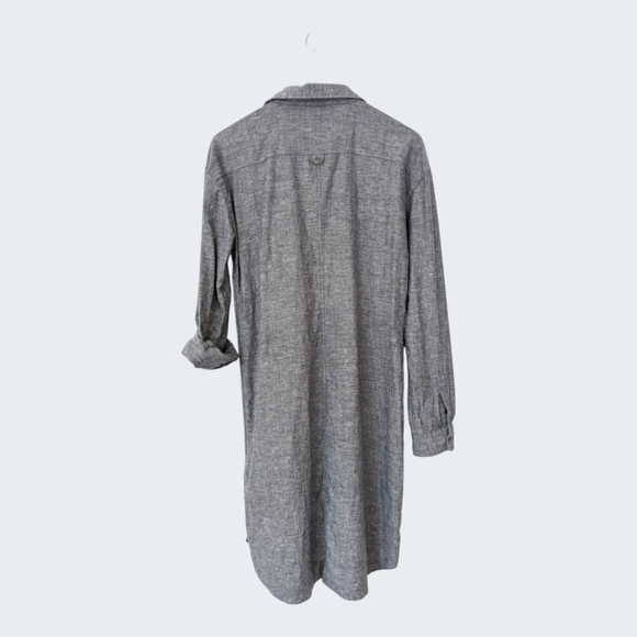 🩶 Prana Long Sleeve Buttoned Hemp & Tencel Shirt Dress, M - Picture 4 of 11